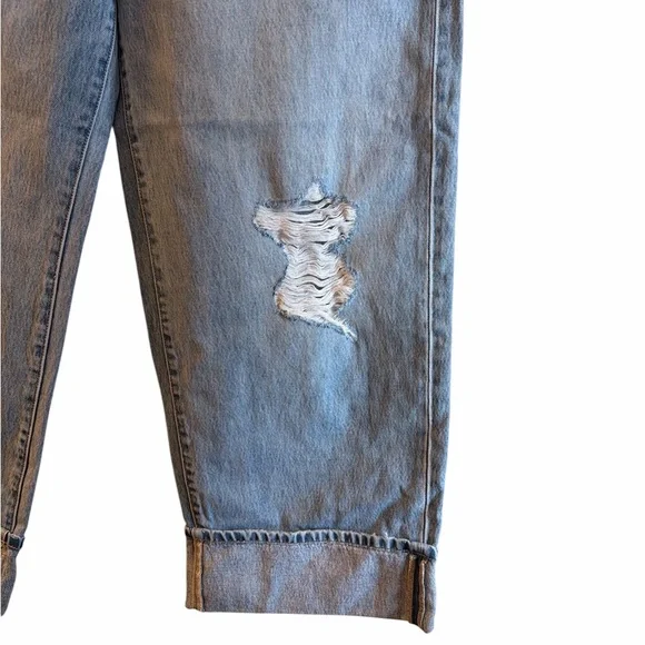 Hidden Baggy Jeans Size 30 Medium Wash High Rise Distressed Cuffed Hem NEW - Picture 7 of 14